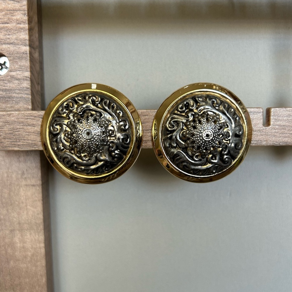 Ornate Gold and Silver Women's Earrings